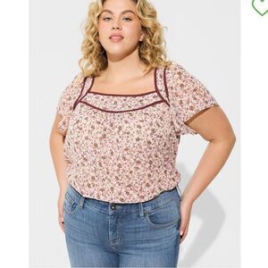 Torrid Crinkle Chiffon Flutter Sleeve Top Size 5X NWT